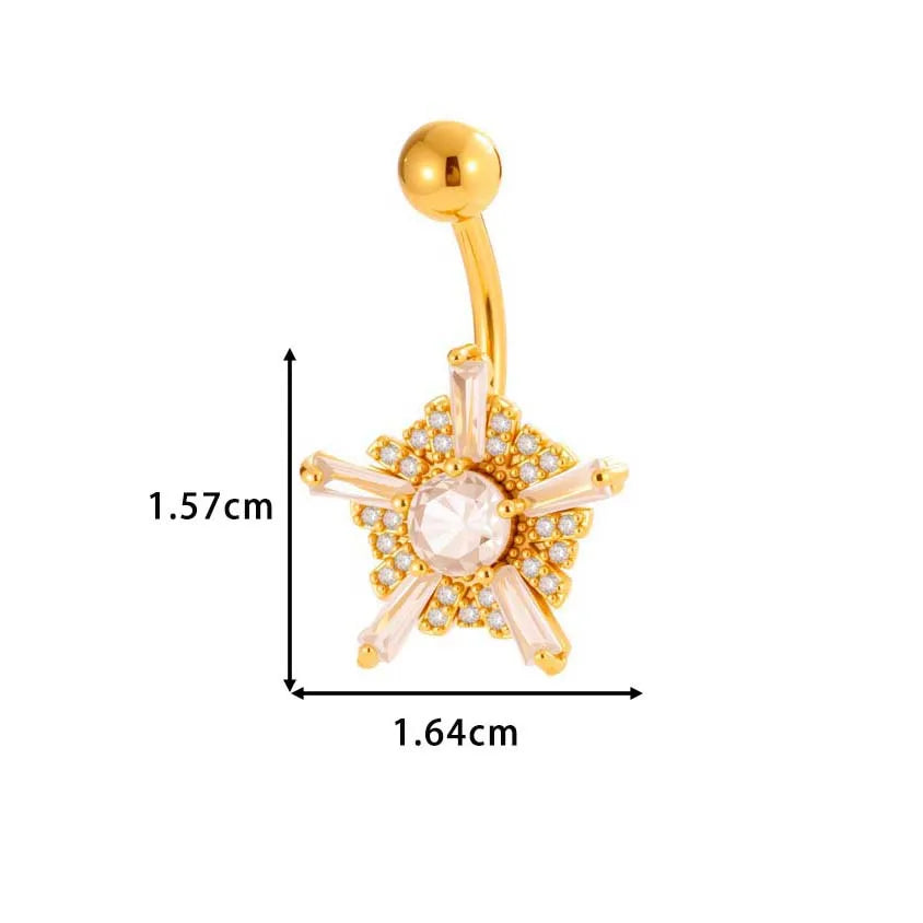 1 Piece Belly Rings IG Style Simple Style Classic Style Cross Flower Butterfly Copper Cross Flowers Butterfly Zircon Belly Rings