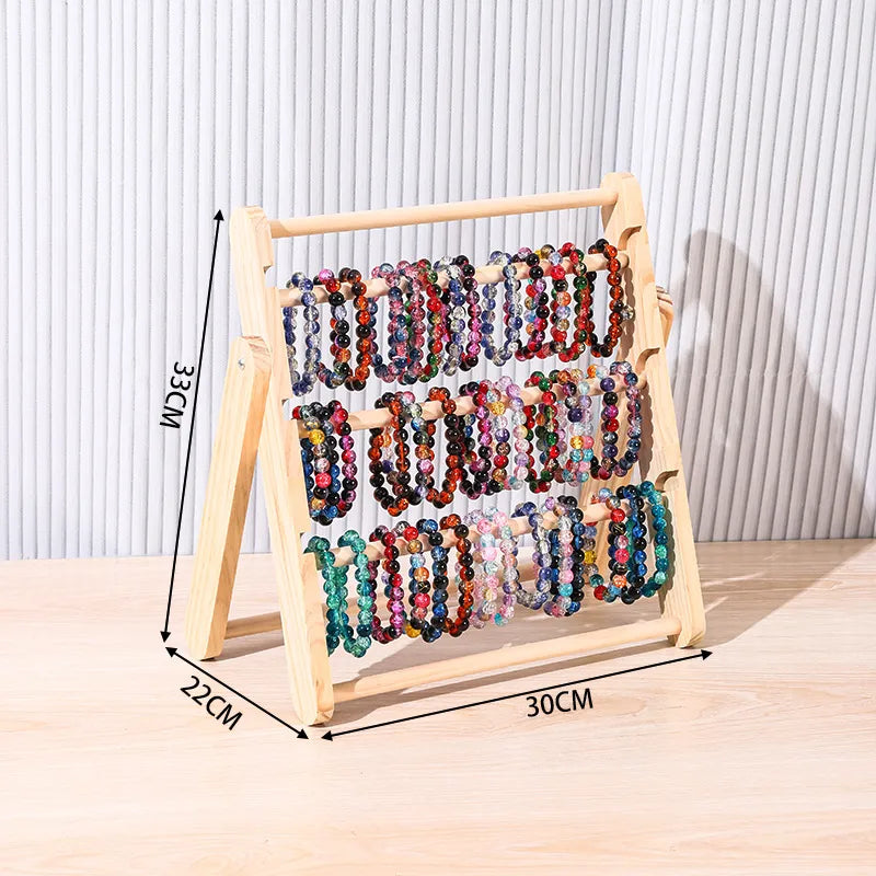 Solid Wood Bracelet Jewelry Display Stand Stall Wares Watch Accessory Storage Rack Hair Tie Headband Organizer Holder