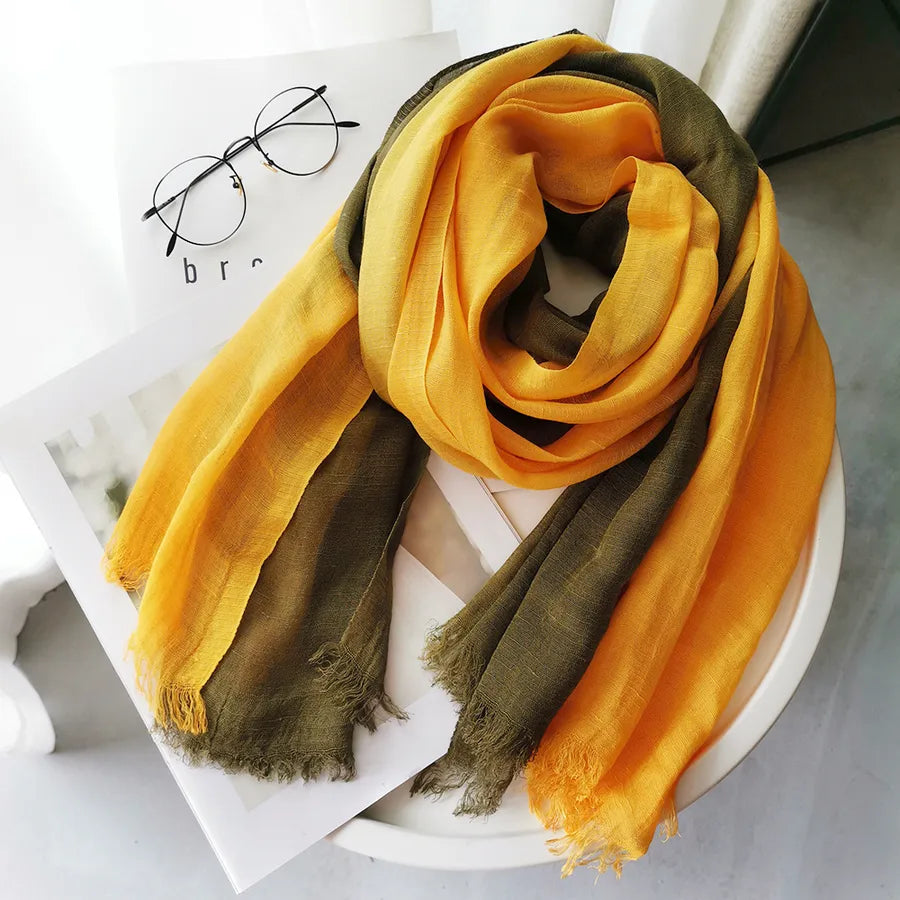 women's elegant gradient color cotton scarves & gloves