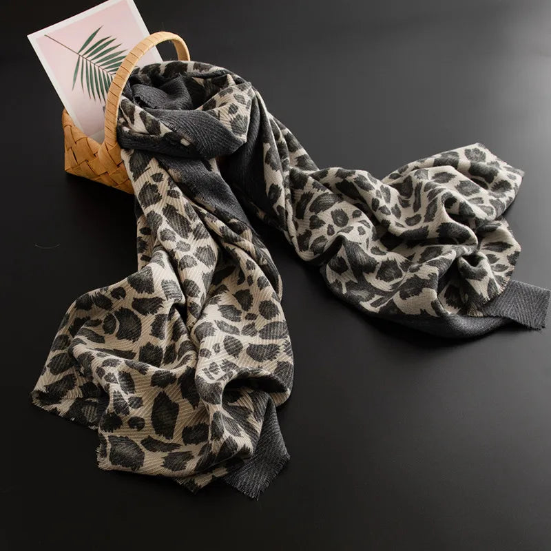 new fashion leopard print cashmere scarf women's  commuter printed warm cold-proof scarf wholesale