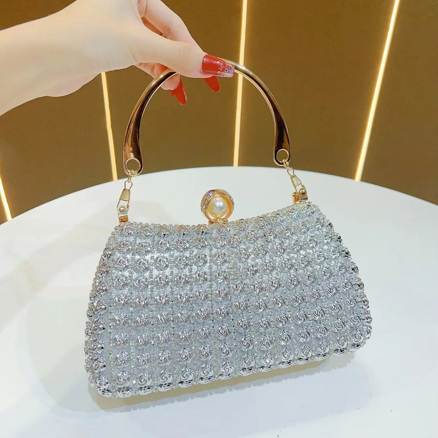 Retro Chinese Style Diamond Embedded High-End Sensation Wedding Handbag Women's Evening Dress Bag Cheongsam Clutch Bag