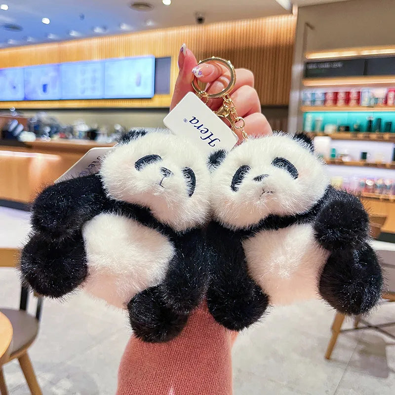 Authentic Original Plump Panda Plush Keychain Cute Cartoon Doll Couple Bag Pendant Small Gift Soft Toy For Valentine's Day