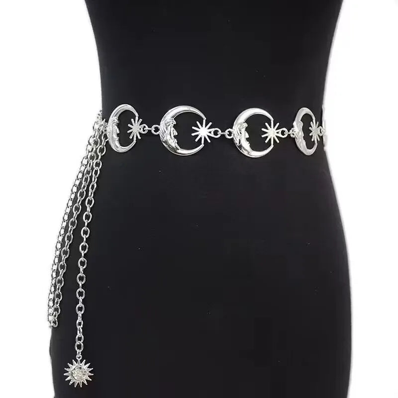 simple hollow chain fashion Metal Moon tassel waist chain female love body chain decoration wholesale