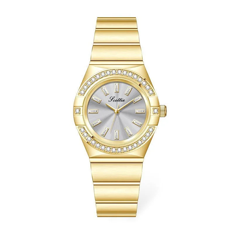 Casual Elegant Glam Round Rectangle Butterfly Double Snap Quartz Watch