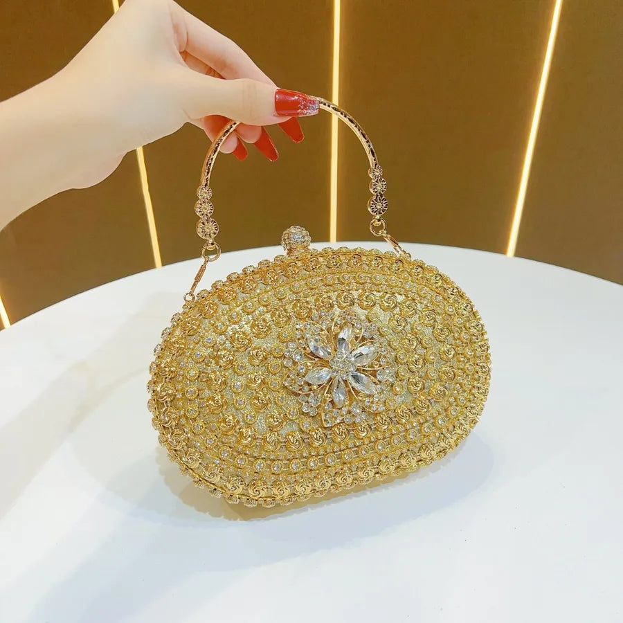 Customized Diamond Evening Bag Women's Wallet Crossbody Shell Shape Polyester Fiber Stripe Pattern Fashionable Party Bag