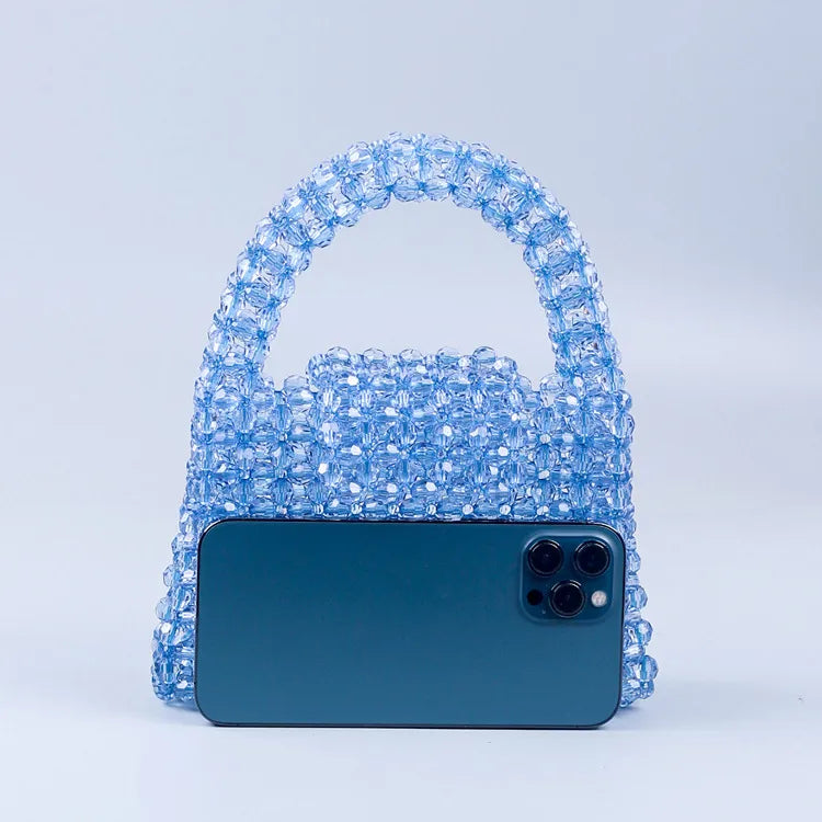 Women's Medium Arylic Geometric Streetwear Beading Weave Square Flip Cover Handbag