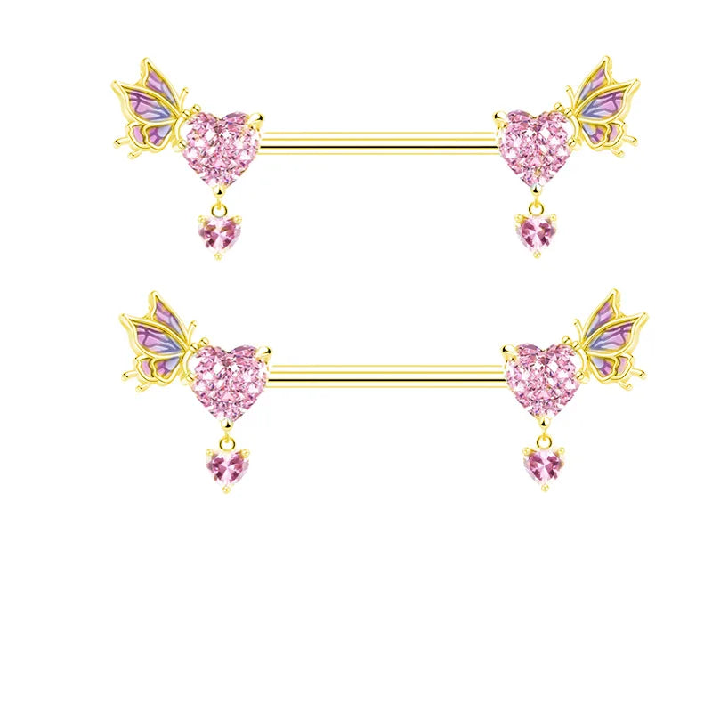 cute sexy animal heart shape stainless steel alloy copper asymmetrical plating inlay zircon 14k gold plated 18k gold plated silver plated cartilage earrings belly ring nose ring