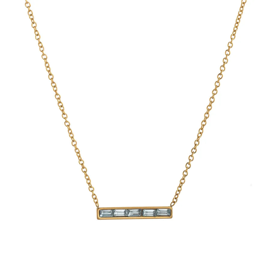 Wholesale Jewelry Lady Simple Style Shiny Rectangle 304 Stainless Steel Zircon 18K Gold Plated cable chain Pendant Necklace