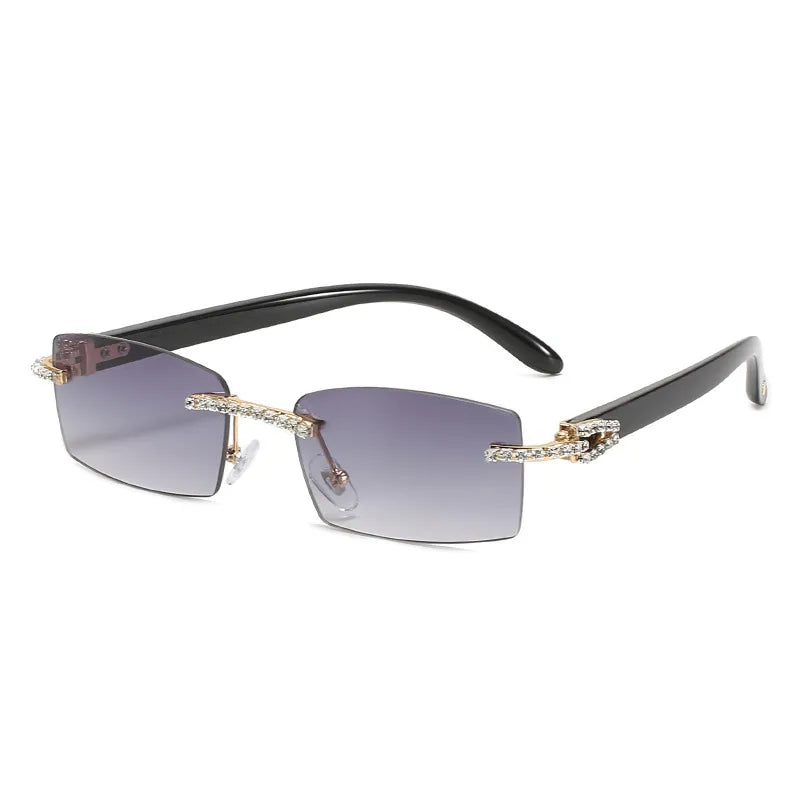 Retro Vacation Rectangle Pc Square Frameless Men's Sunglasses