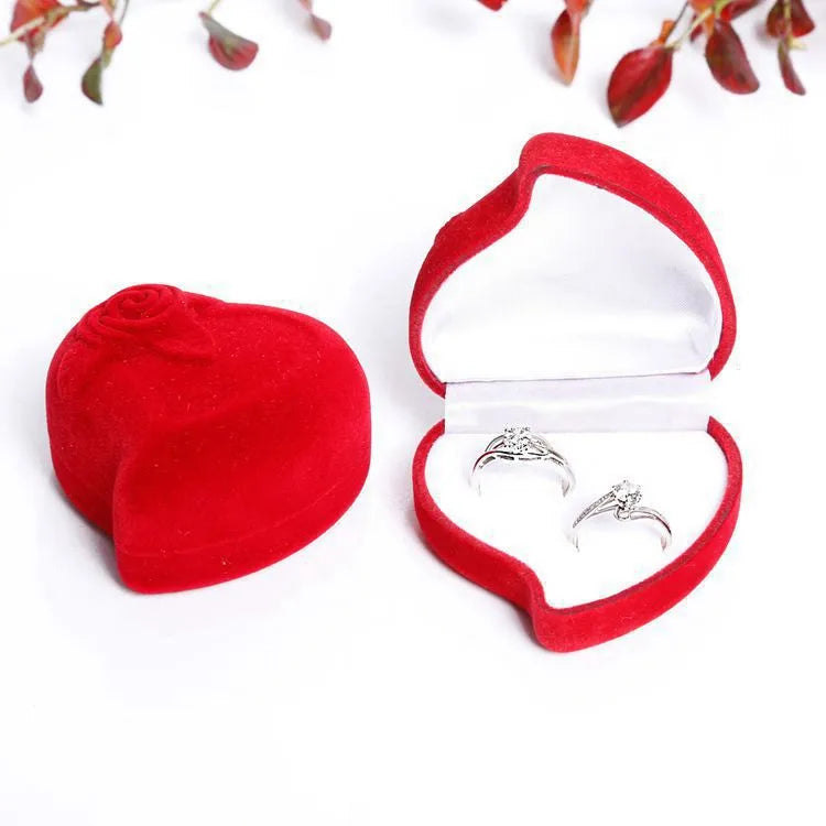 simple style heart shape flannel jewelry boxes