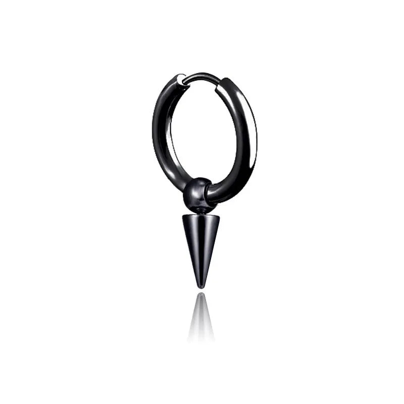 fashion stainless steel tassel single point cone earrings single