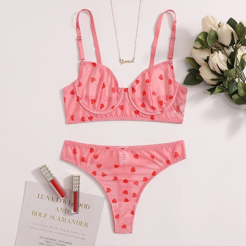 Women's Sweet Heart Shape Sexy Lingerie Sets Indoor Home Sexy Lingerie