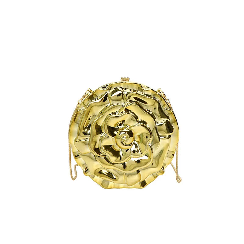 Women's Small Arylic Flower Streetwear Round Clasp Frame Shoulder Bag Handbag