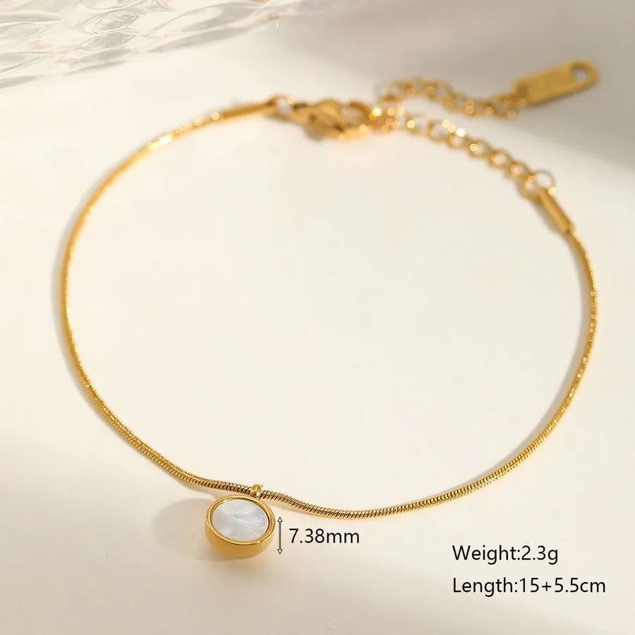 Classical Cute Romantic Round Solid Color 304 Stainless Steel 18K Gold Plated Acrylic Twisted Rope Chain Bracelets In Bulk