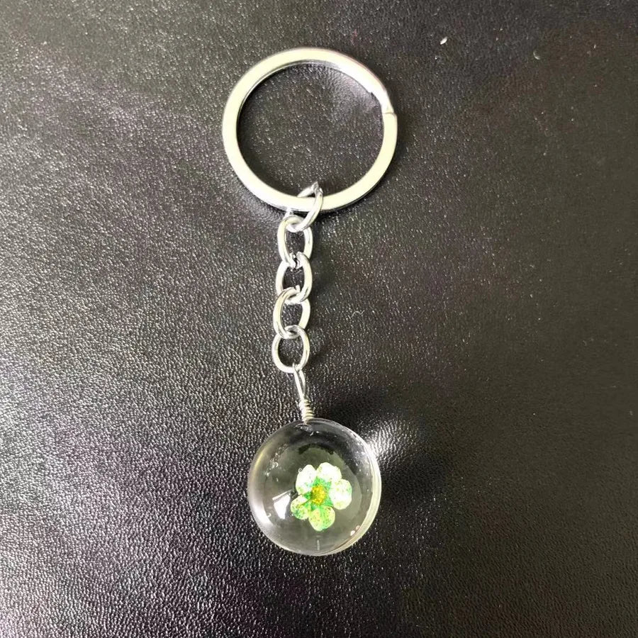 Pastoral Floral Glass Unisex Keychain