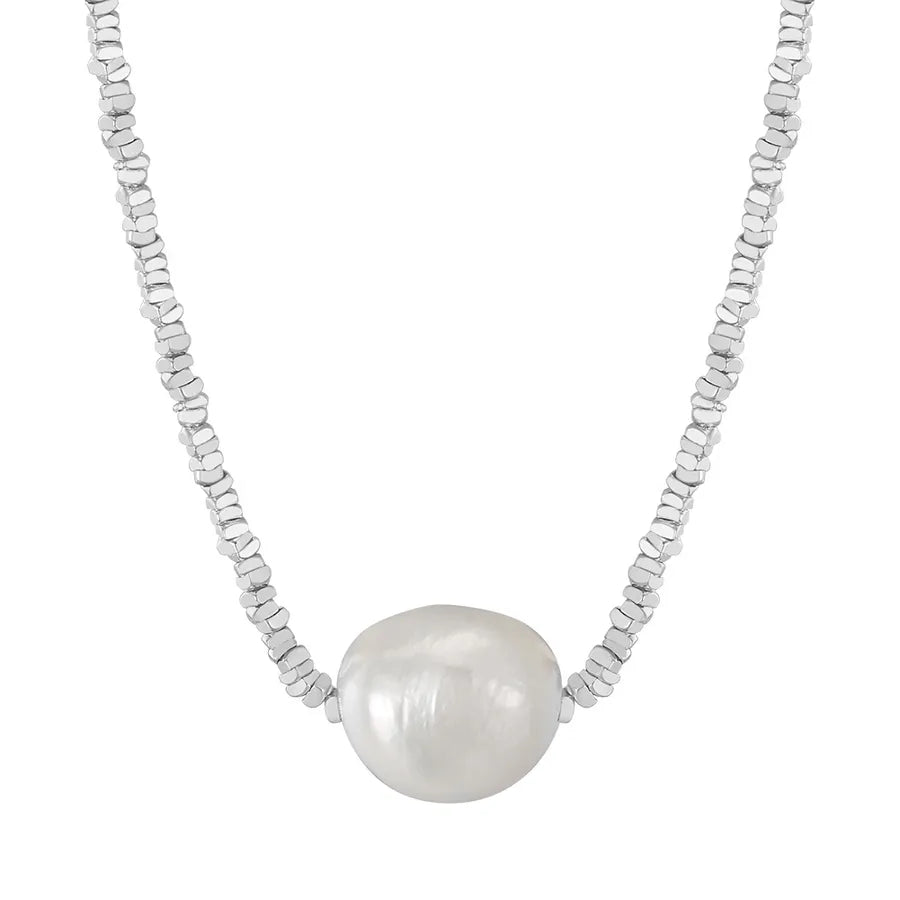 925 Sterling Silver Freshwater Pearl cable chain Plating Geometric Double Layer Necklaces Pendant Necklace Necklace