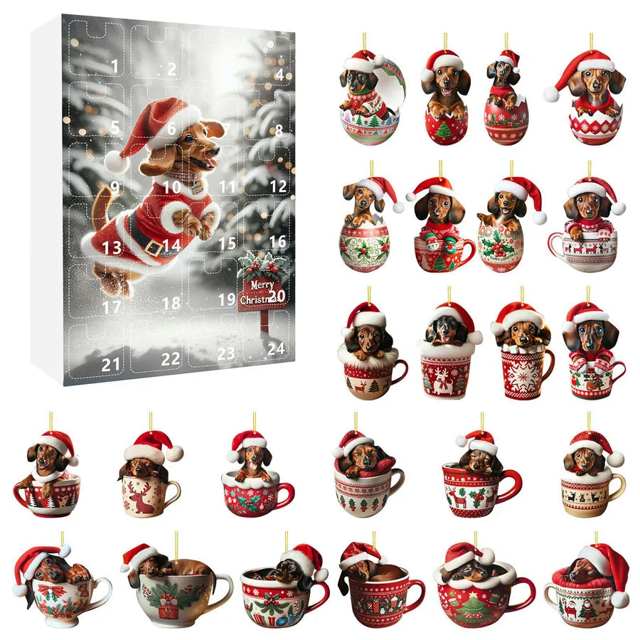 Creative Acrylic Flat Christmas Sausage Dog Blind Box Gift Set Festive Party Supplies Unique Holiday Themed Packaging