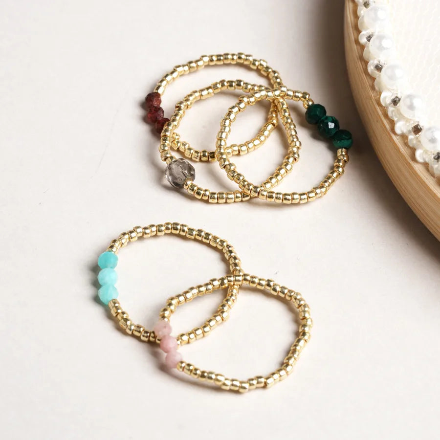 elegant streetwear geometric natural stone rings in bulk