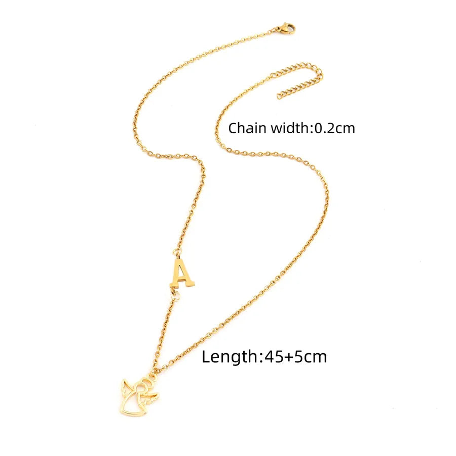 Wholesale Jewelry Elegant Simple Style Classic Style Angel Letter 201 Stainless Steel 304 Stainless Steel Copper cable chain Pendant Necklace