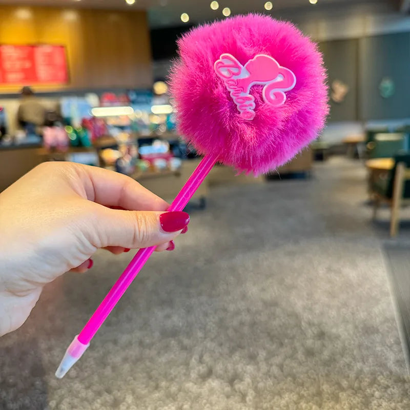 Creative Sweet Girl Heart Hair Ball Ballpoint Pen New Style Ins Dopamine Color Letter  Ins Gift Signature Pen