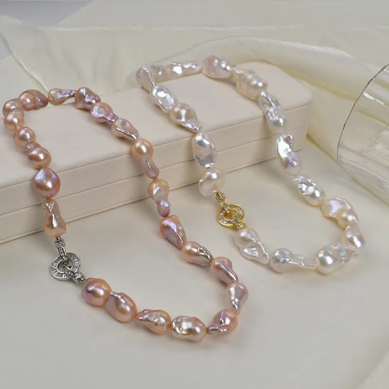 French Romantic Aurora Colorful Baroque Pearl Necklace Women Irregular Luxury Chic Clavicle Chain Natural Pearl Jewelry
