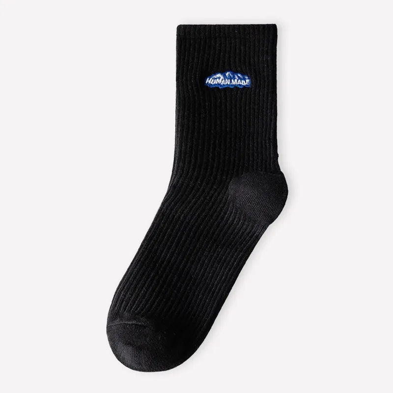 men's sports solid color cotton crew socks a pair