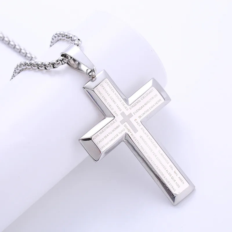 1 piece hip-hop cross stainless steel plating 18k gold plated men's pendant necklace