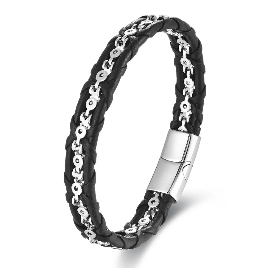 Genuine Leather Bracelet Simple Leather Bracelet Men's Leather Bracelet Original Jewelry Magnet Bracelet 888