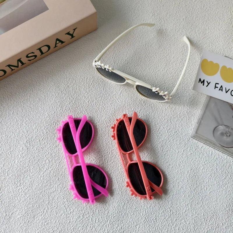 Sweet Simple Style Round UV400 Protection Resin Special-Shaped Mirror Full Frame Kids Sunglasses