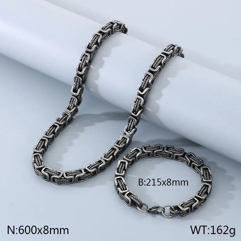 Wholesale Jewelry Hip-Hop Geometric 304 Stainless Steel 18K Gold Plated Jewelry Set