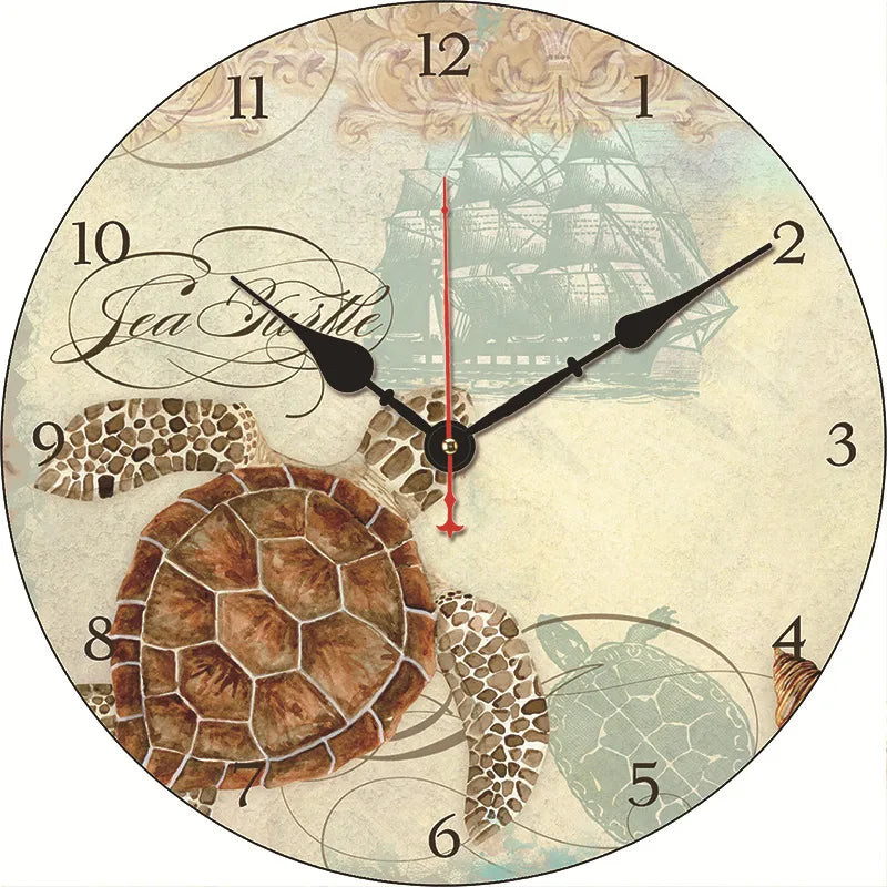 silent wall clock retro wood ocean clock wall sticker simple wall clock retro explosion hanging clock
