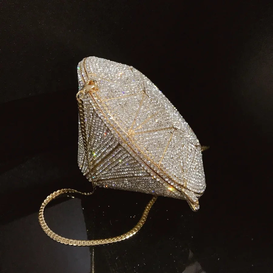 Gold Silver Alloy Rhinestone Metal Diamonds Diamond Shape Evening Bags