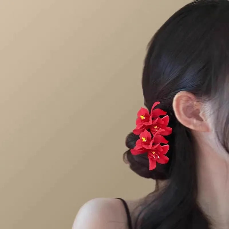 Super Fairy Artificial Flower Butterfly Flower Tassel Grip Female Sweet Style Unique and Exquisite Barrettes Ins All-Match Hair Accessories Fashion