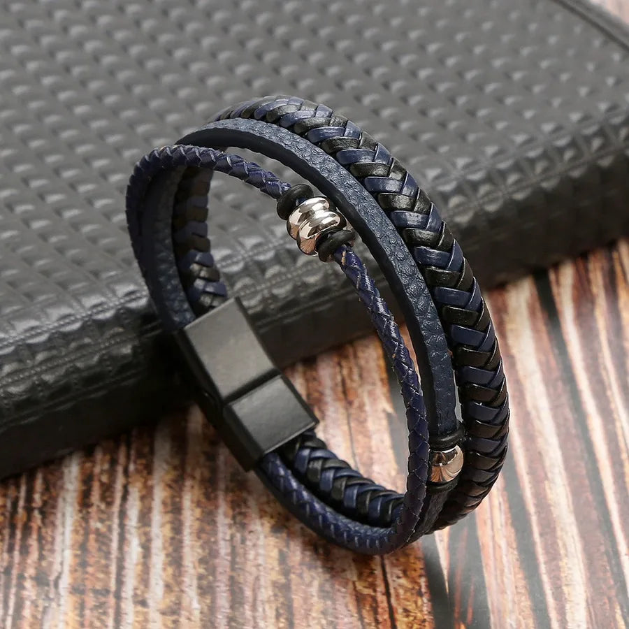 Casual Classic Style Commute Geometric Pu Leather Men's Bracelets