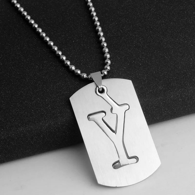 Hip-Hop Simple Style Letter 304 Stainless Steel Hollow Out Men's Pendant Necklace