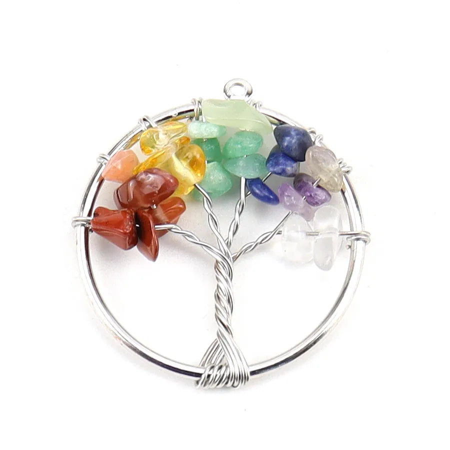 simple style lucky tree natural stone agate wholesale pendants