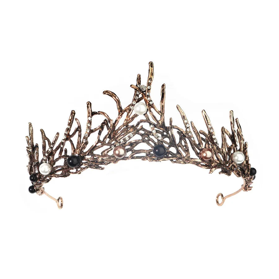 baroque  prom crown rhinestone pearl headband
