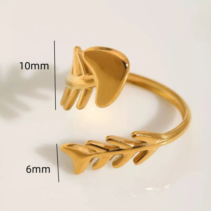 Wholesale Jewelry Cute Dolphin Fish Bone 304 Stainless Steel Plating Open Rings