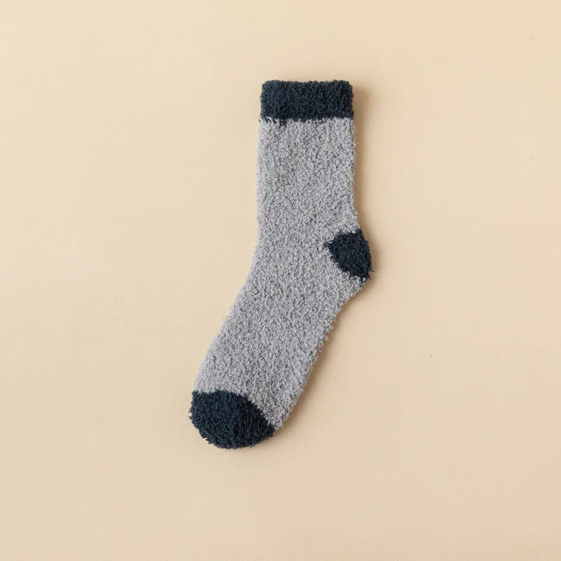 wool-free coral velvet socks men's mid-tube socks autumn and winter men's home warm floor plush socks