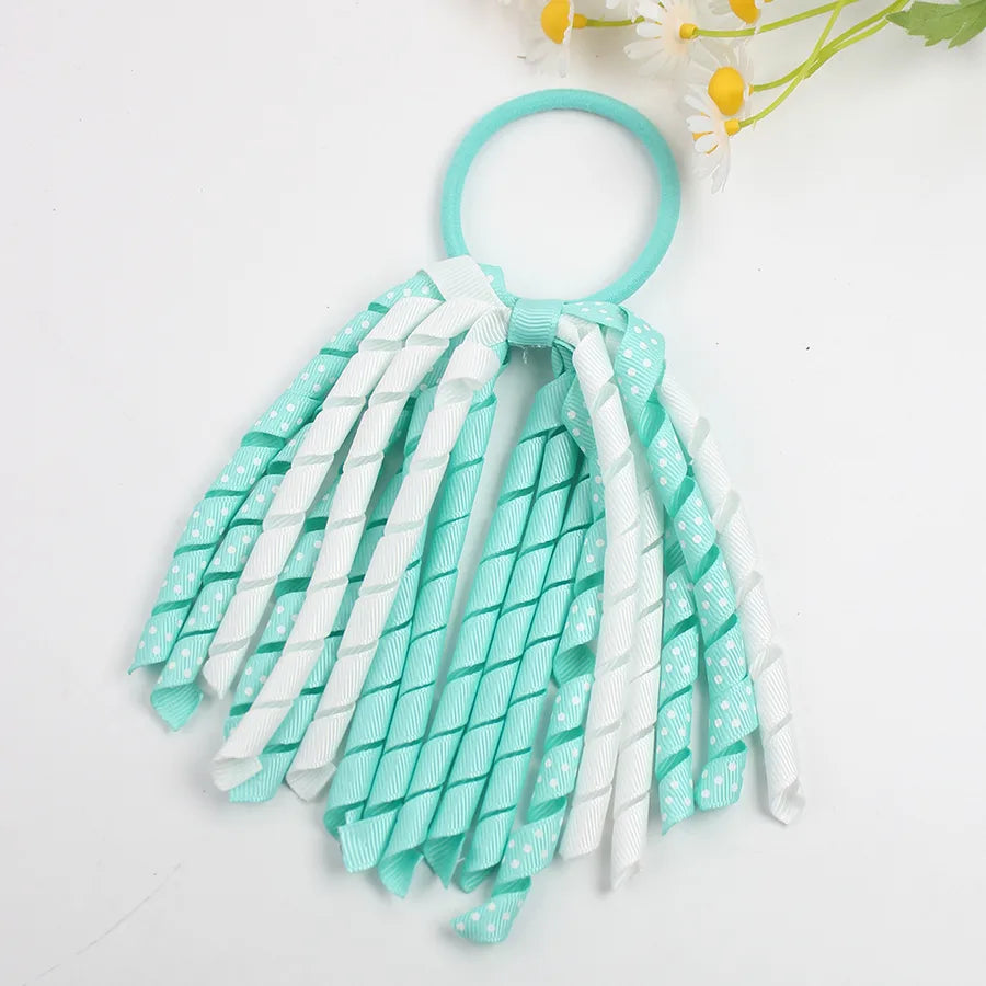 explosions girls' hair accessories wave point printing roll belt head rope rubber band children's accessories long ponytail hair accessories wholesale