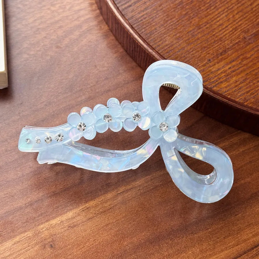 Elegant Large Butterfly Knot Diamond Embedded 3D Flower Hair Clip Luxury High Ponytail Hair Clip For Women Hair Accessories