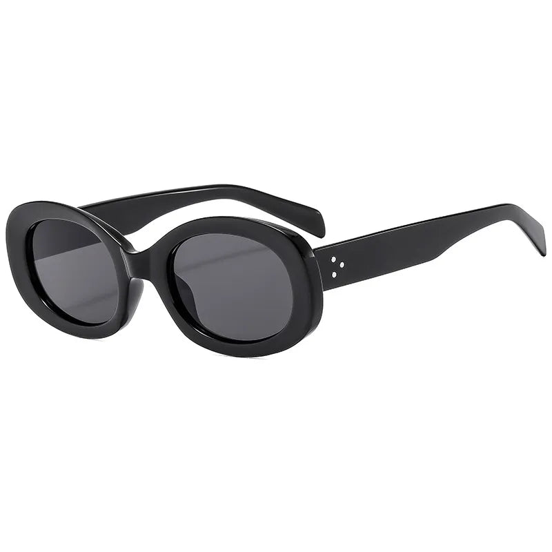 retro solid color ac oval frame full frame men's sunglasses