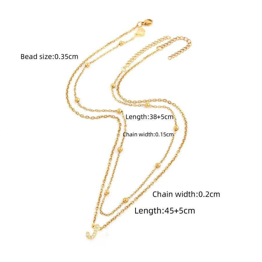 Wholesale Jewelry Simple Style Classic Style Letter 201 Stainless Steel Copper ball chain cable chain Pendant Necklace