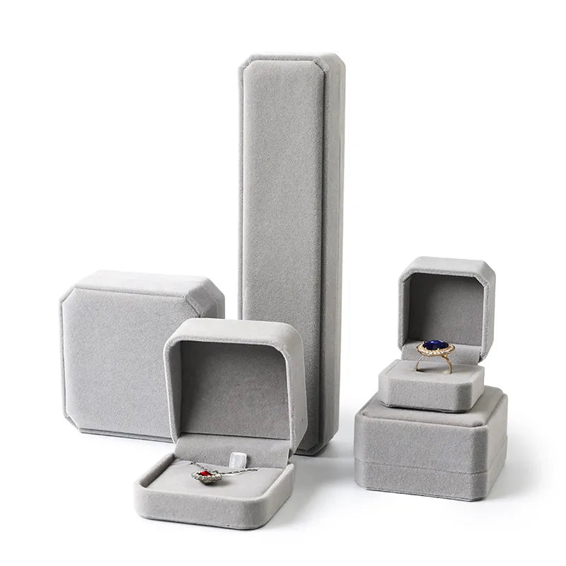 Simple Style Solid Color Flannel Jewelry Boxes