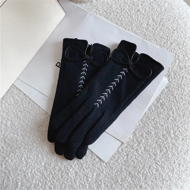 Women's Basic Lady Simple Style Bow Knot Gloves