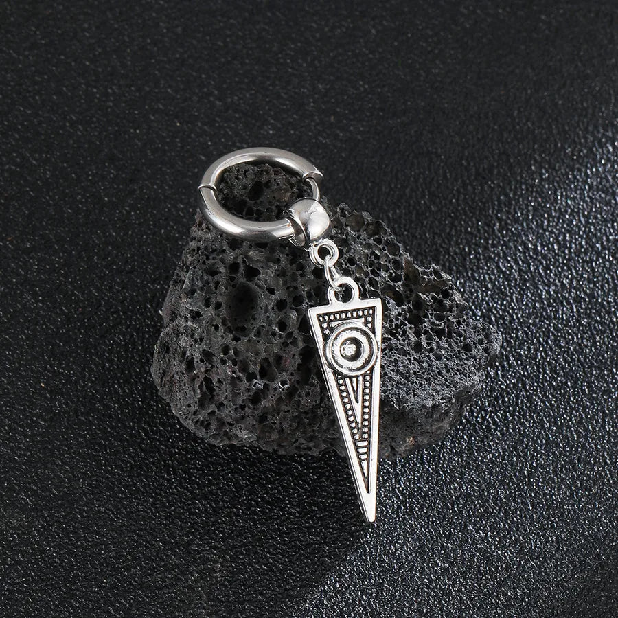 1 piece retro punk geometric plating stainless steel drop earrings