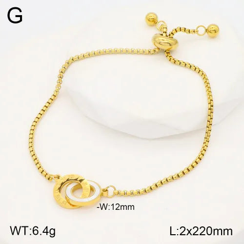 Casual Elegant Circle 304 Stainless Steel Beaded 18K Gold Plated box chain Bracelets In Bulk