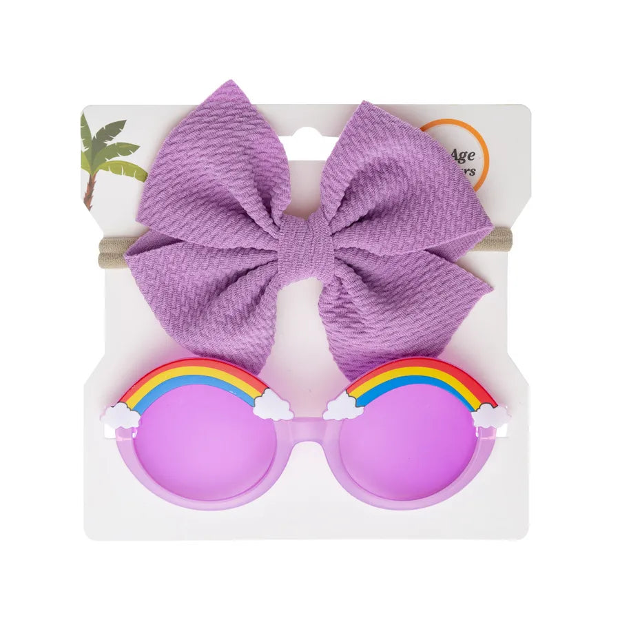 Cartoon Style Rainbow Bow Knot Handmade Kids Sunglasses