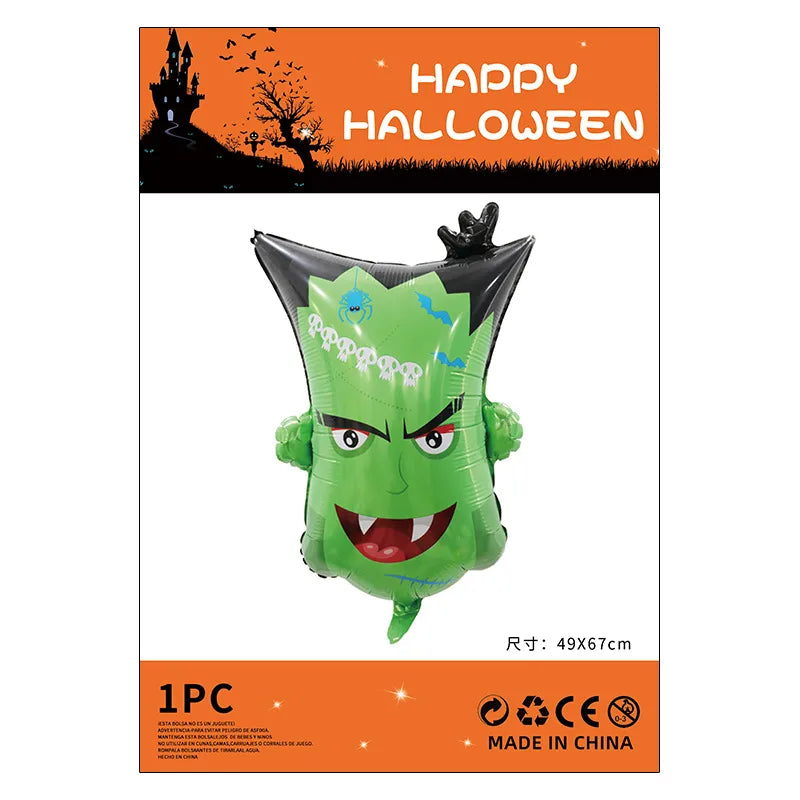 Halloween Decorations Pumpkin Spider Back Card Single Aluminum Foil Balloon Ghost Festival Skull Funny Bar Balloon