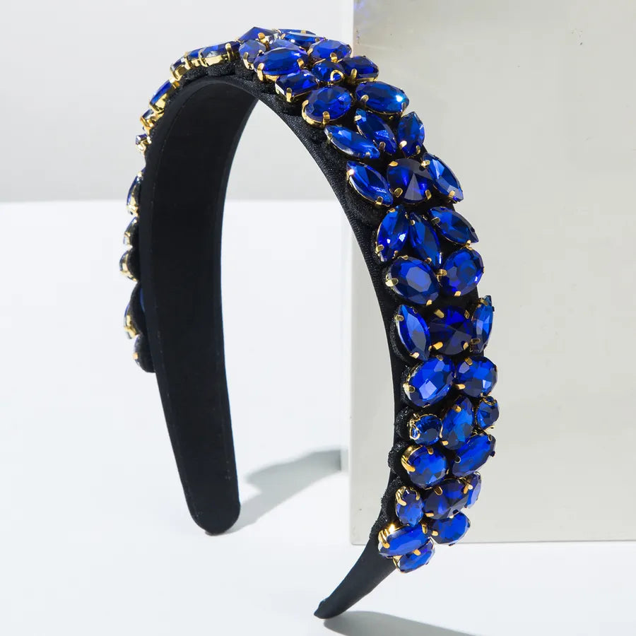 Casual Classic Style Women's Water Droplets Alloy Cloth Glass Inlay Glass Hair Band